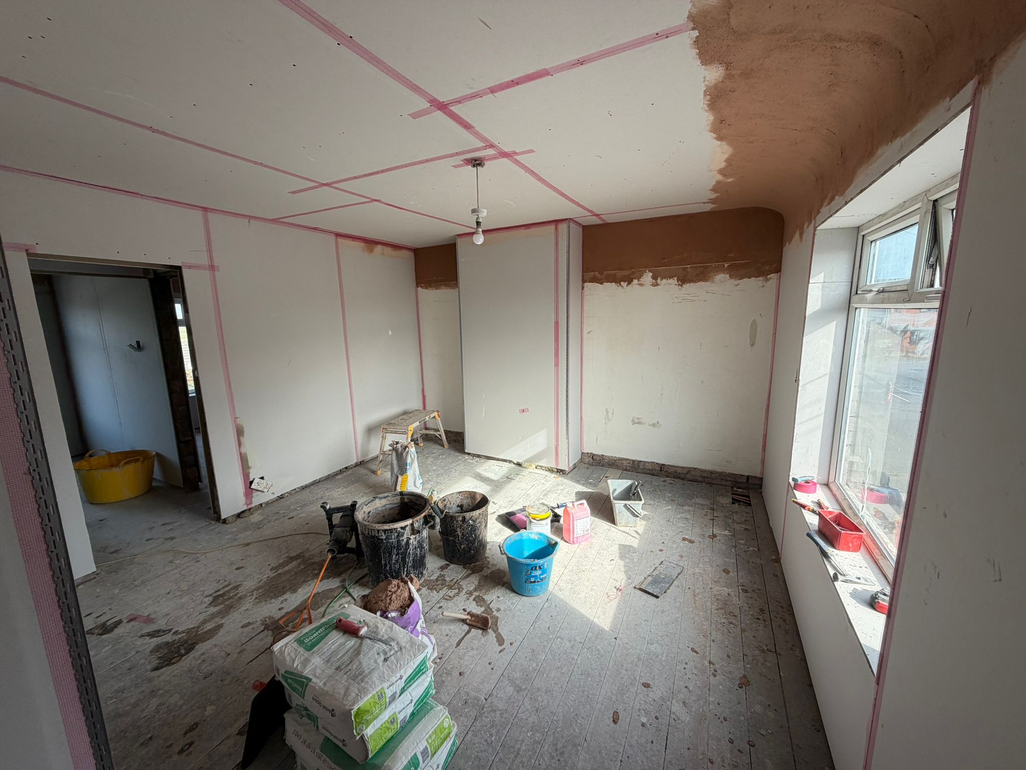 Room with new stud partition
